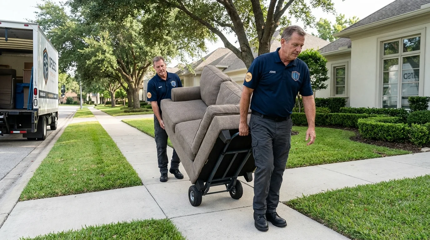 Local residential moving crew loading furniture in Galesburg, IL